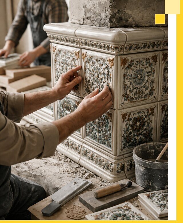 Изразцовые камины под ключ в Ростове-на-Доне: проект и монтаж