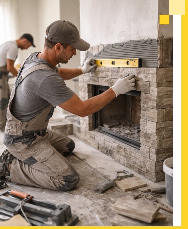 Облицовка каминов в Ростове-на-Доне, монтаж и отделка натуральным камнем