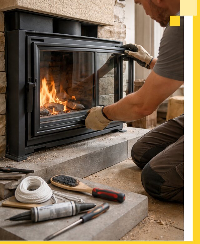 Производство, монтаж и доставка каминов со стеклом в Ростове-на-Доне