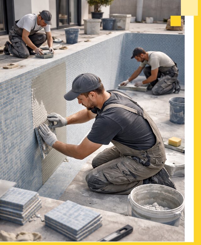 Облицовка бассейнов в Ростове-на-Доне плитка мозаика гидроизоляция