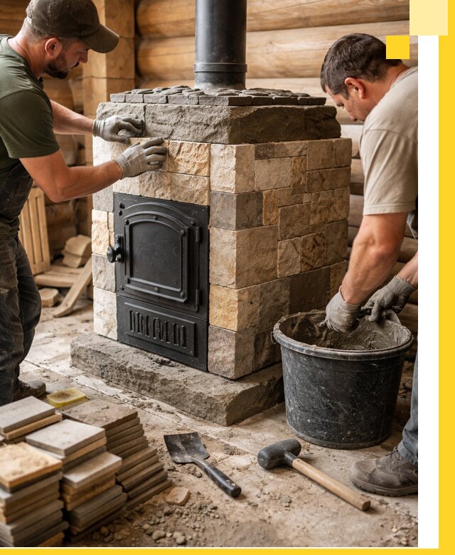 Облицовка банной печи под ключ в Ростове-на-Доне: камень и плитка